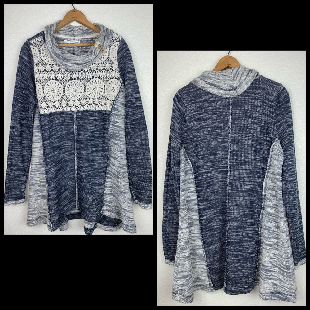 Maurices + Crochet Lace Cowl Marled Tunic Sweater - Picture 2 of 8